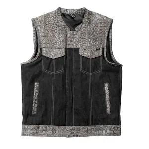 Placid - Men's Leather/Denim Motorcycle Vest - Limited Edition