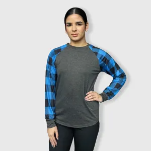 Plaid Blue Long Sleeves Polyester