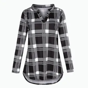 Plaid Casual Long Sleeve Nursing Top (5 colors)