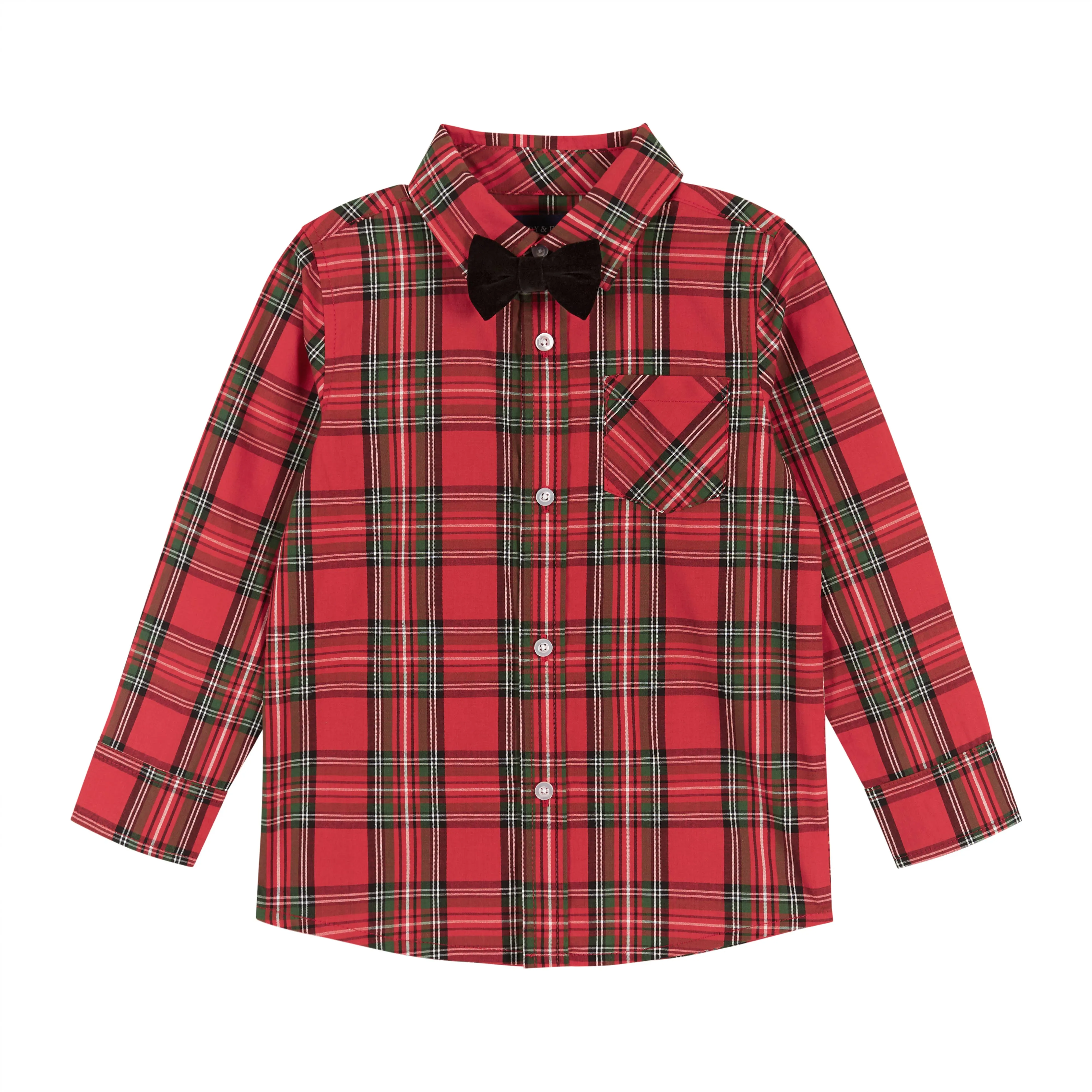 Plaid Flannel Buttondown W/Bowtie