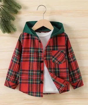 Plaid Hooded Long Sleeve Shirt/Jacket