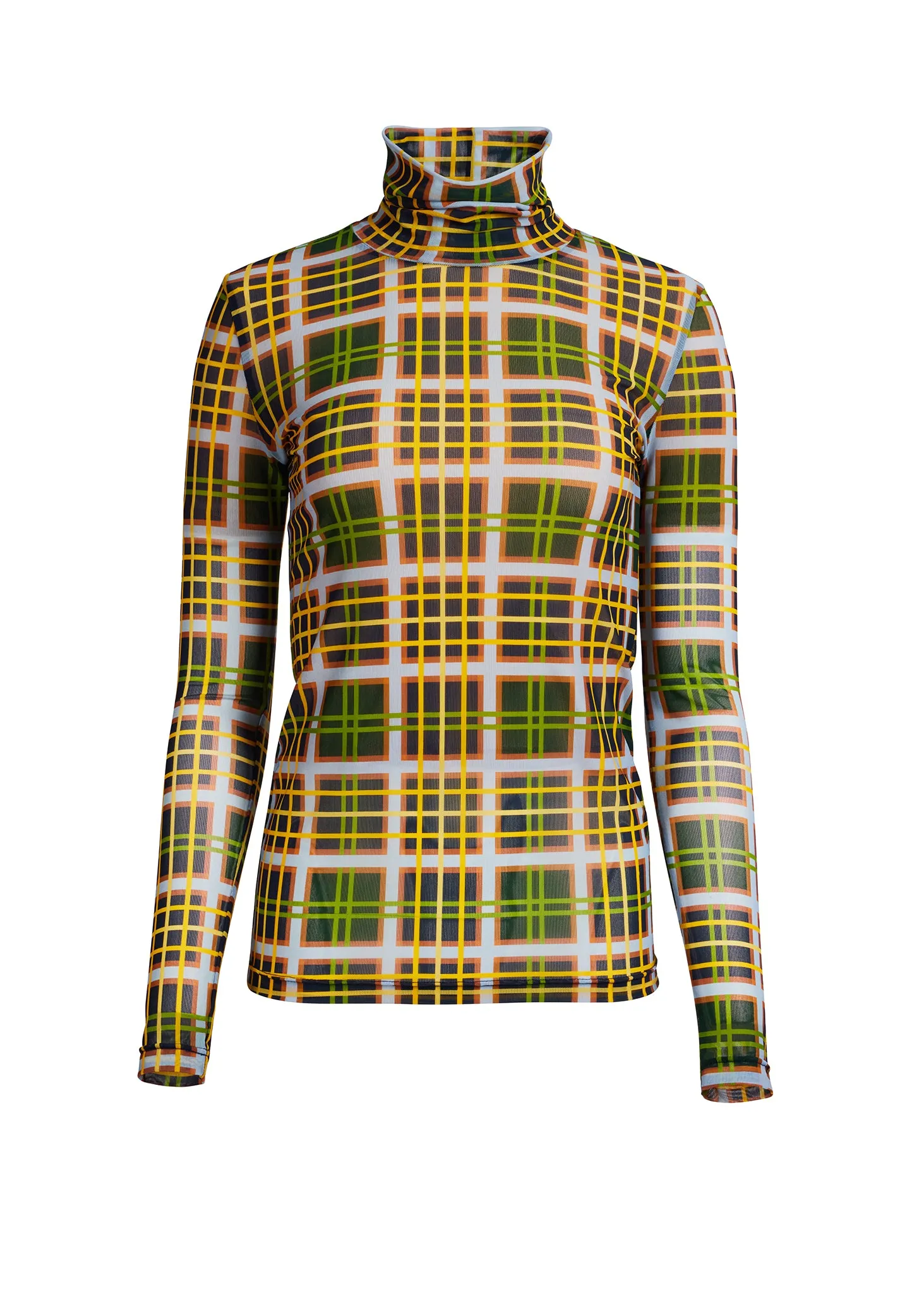 Plaid Mesh Turtleneck