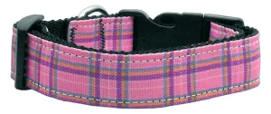 Plaid Nylon Collar  Pink Large