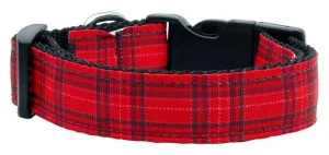 Plaid Nylon Collar  Red Large