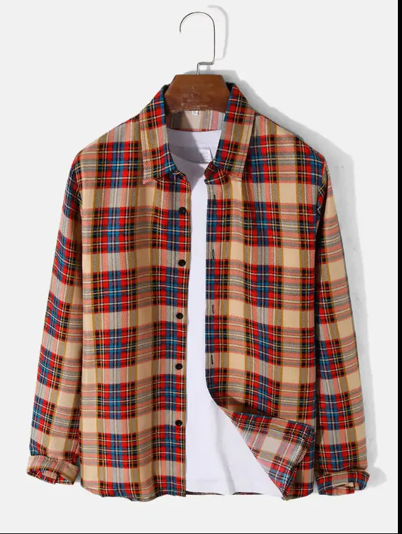 Plaid Print Lapel Long Sleeve Preppy Shirts