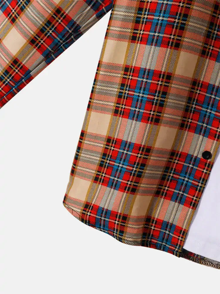 Plaid Print Lapel Long Sleeve Preppy Shirts