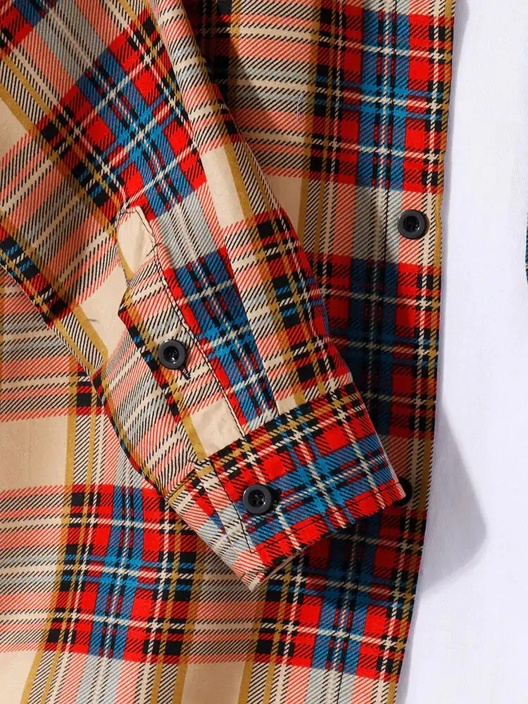 Plaid Print Lapel Long Sleeve Preppy Shirts