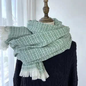 Plaid scarf women's fashion tassel shawl mid-length thickened imitation cashmere warm scarf new