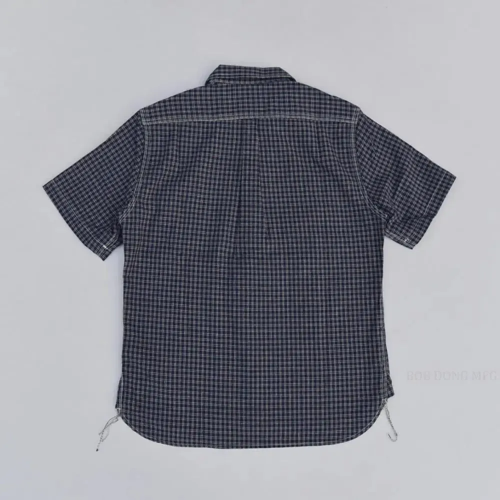 Plaid Short Sleeve Work Shirts with Retro Button Down