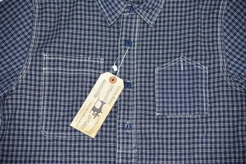 Plaid Short Sleeve Work Shirts with Retro Button Down