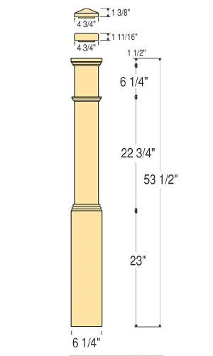 Plain Box Newel with Interchangeable Caps : C-4091