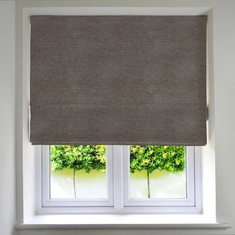 Plain Chenille Charcoal Grey Roman Blind