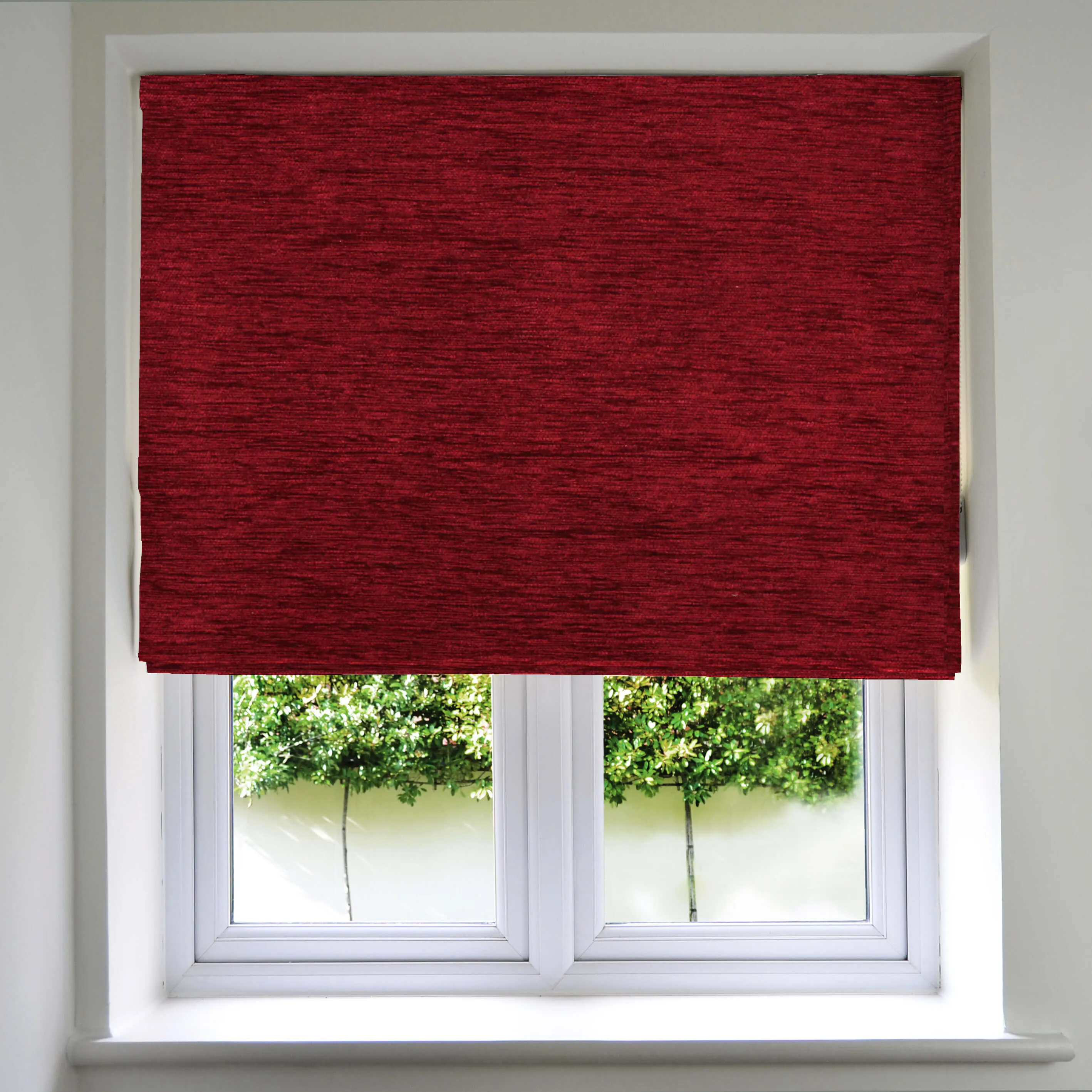 Plain Chenille Red Roman Blind