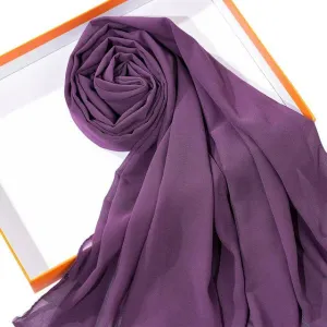 Plain Georgette Chiffon Scarves Color Dark Purple