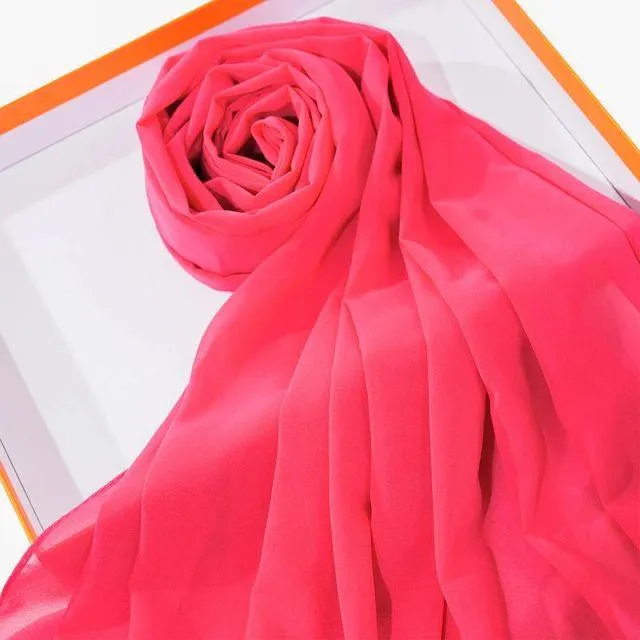 Plain Georgette Chiffon Scarves Color Shocking Pink