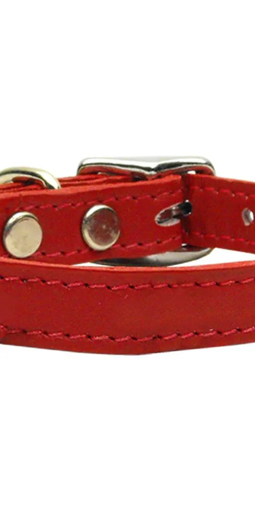 Plain Leather Collars Red 16