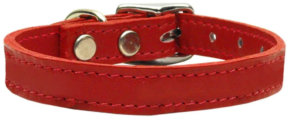 Plain Leather Collars Red 16