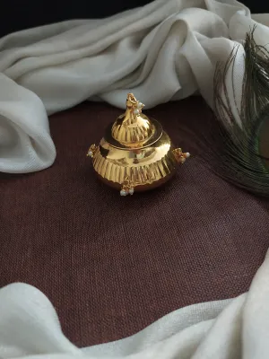 Plain Oval Pot Shape Kumkum Box with Pearls