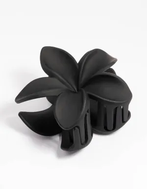 Plastic Black Tropical Flower Claw Clip