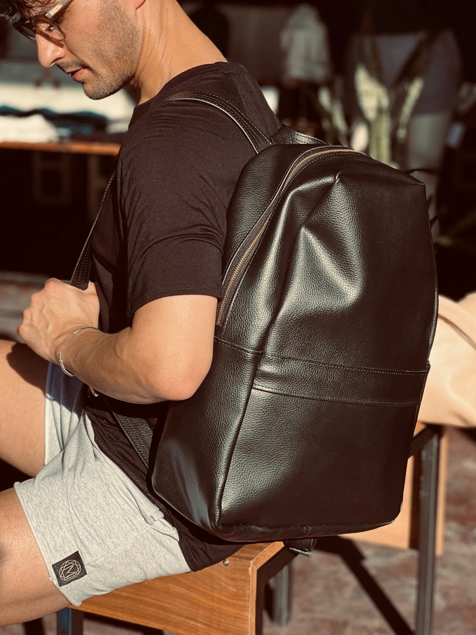 Plastic-Free Plant Leather Backpack in Granite