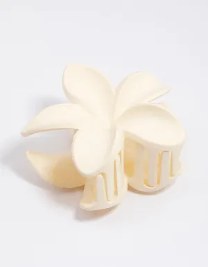 Plastic White Tropical Flower Claw Clip