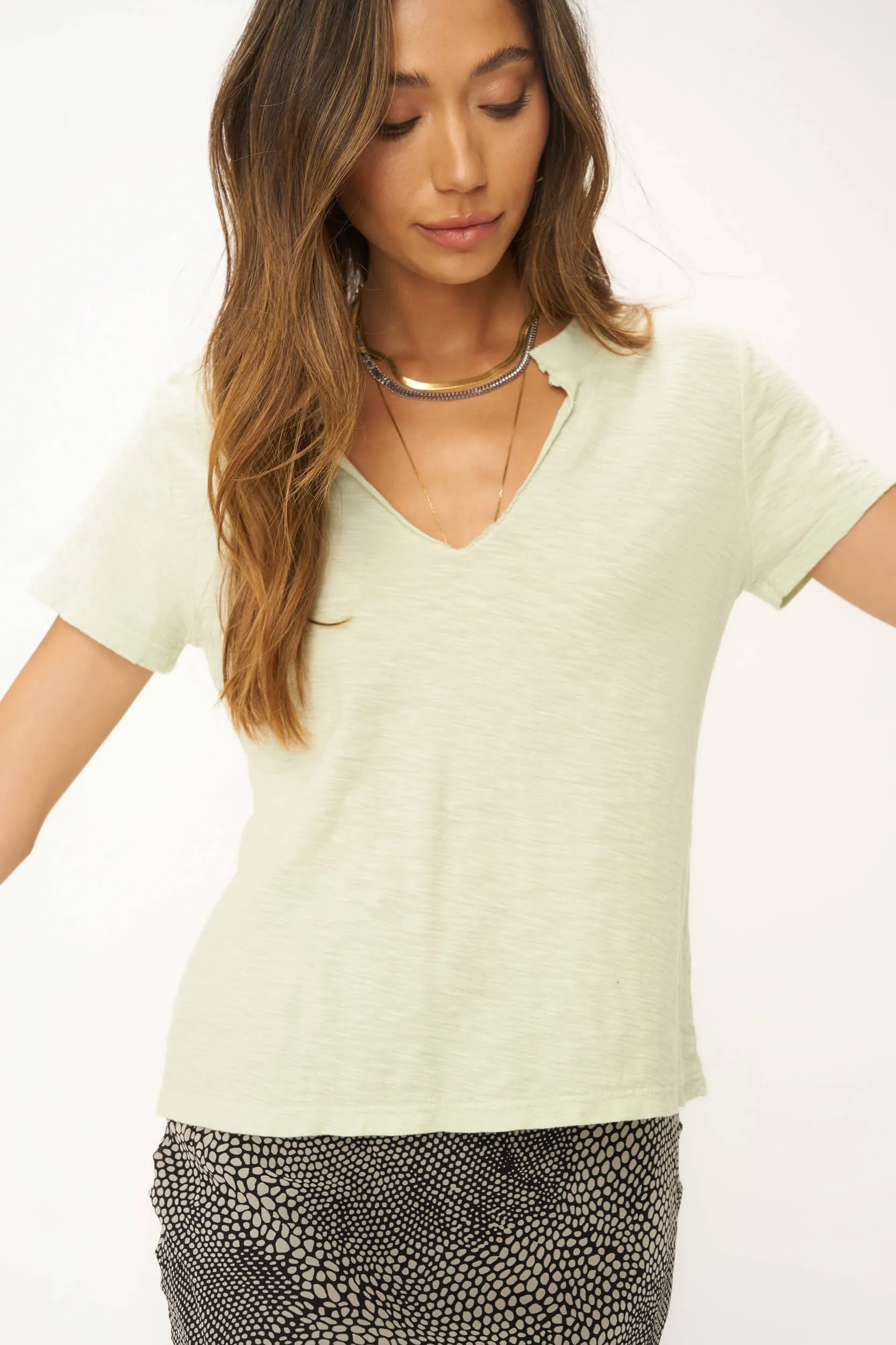 Plata Notched Tee - Mint Matcha