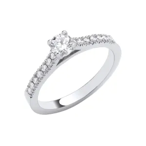 Platinum 0.50ct Diamond Solitaire with Shoulders Engagement Ring