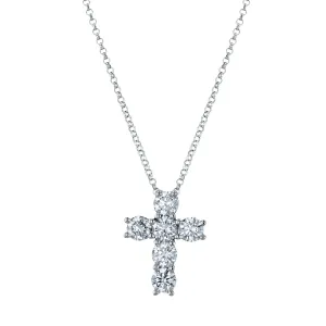 Platinum 16" Six Stone Round Diamond Cross, 6ct H-I, SI3