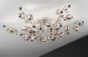 Platinum 18 Light Ceiling Light With Amethyst Glass Seed Pods