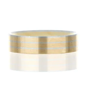 Platinum and 18k Rose Gold Striped Men's Wedding Band