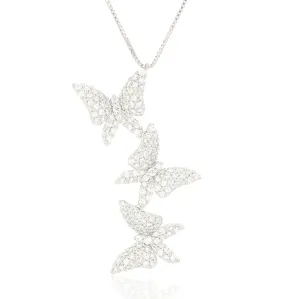 Platinum Diamond Accented Butterfly Necklace