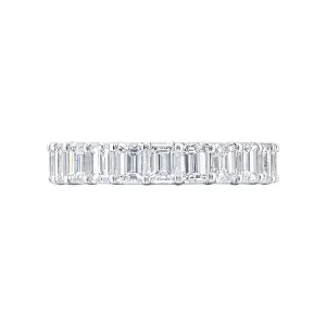 Platinum Emerlad-cut Diamond Eternity Band