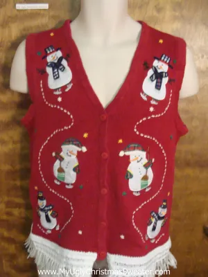 Playful Snowmen Ugly Christmas Jumper Vest