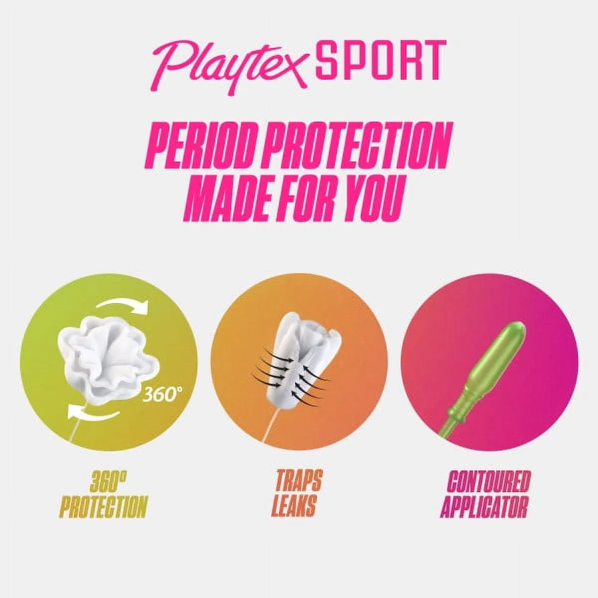 Playtex Sport Multi-Pack Regular And Super Plastic Applicator Unscented Tampons, 48 Ct Total, 360 Degree Sport Level Period Protection, Traps Leaks, No-Slip Grip Applicator, Moves With You