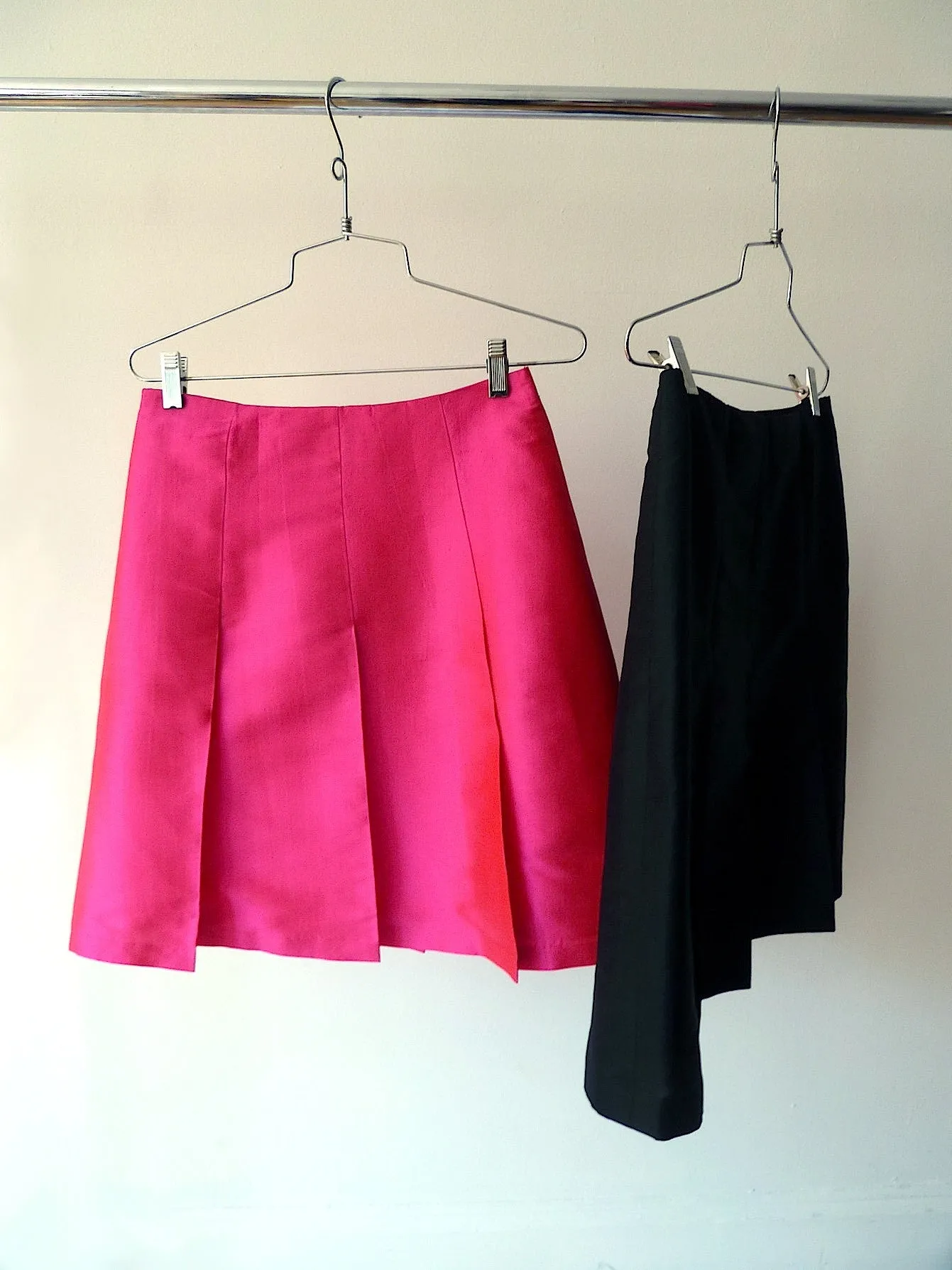 Pleated Cocktail Skirt Thai Silk Fuchsia