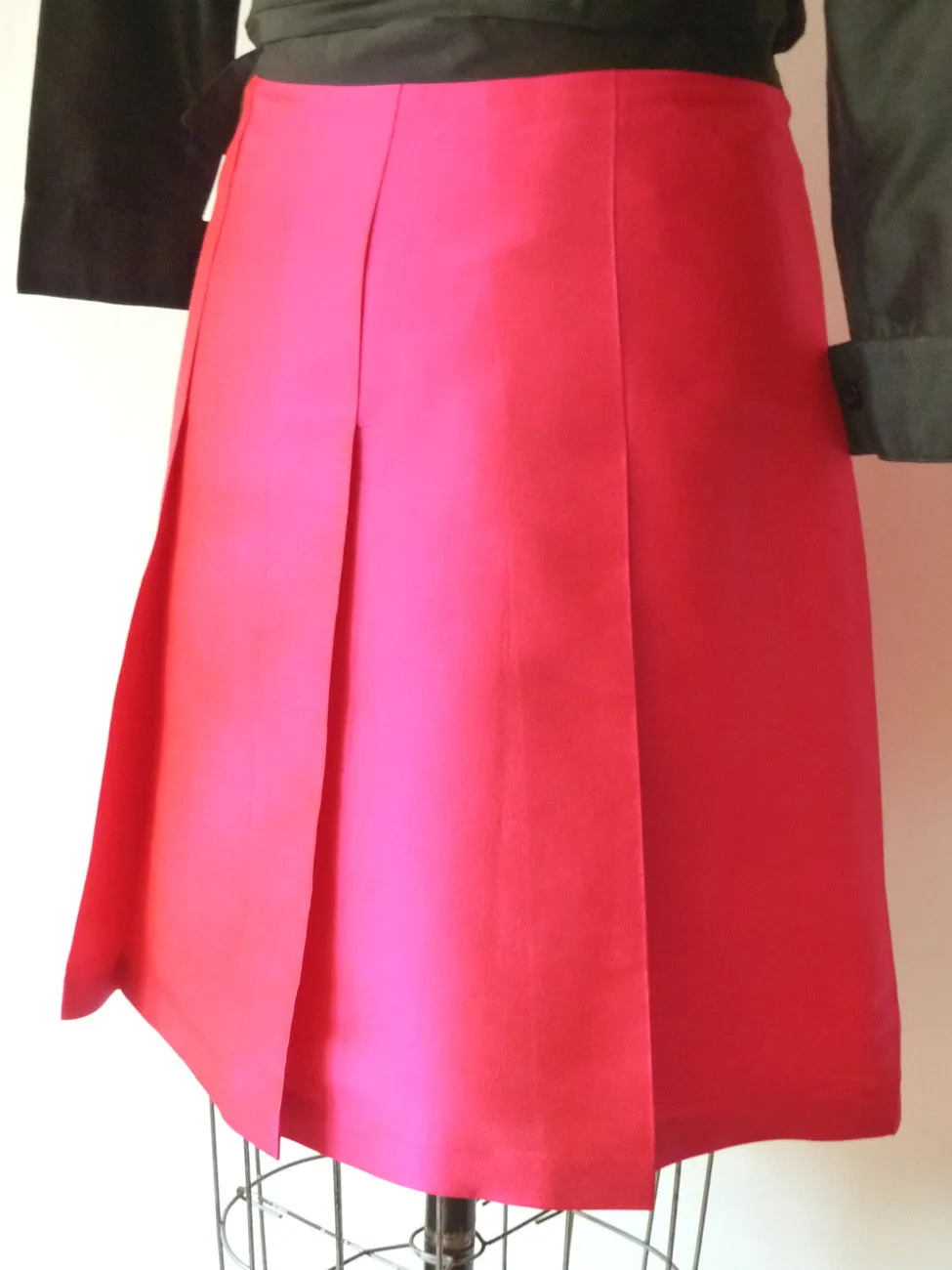 Pleated Cocktail Skirt Thai Silk Fuchsia