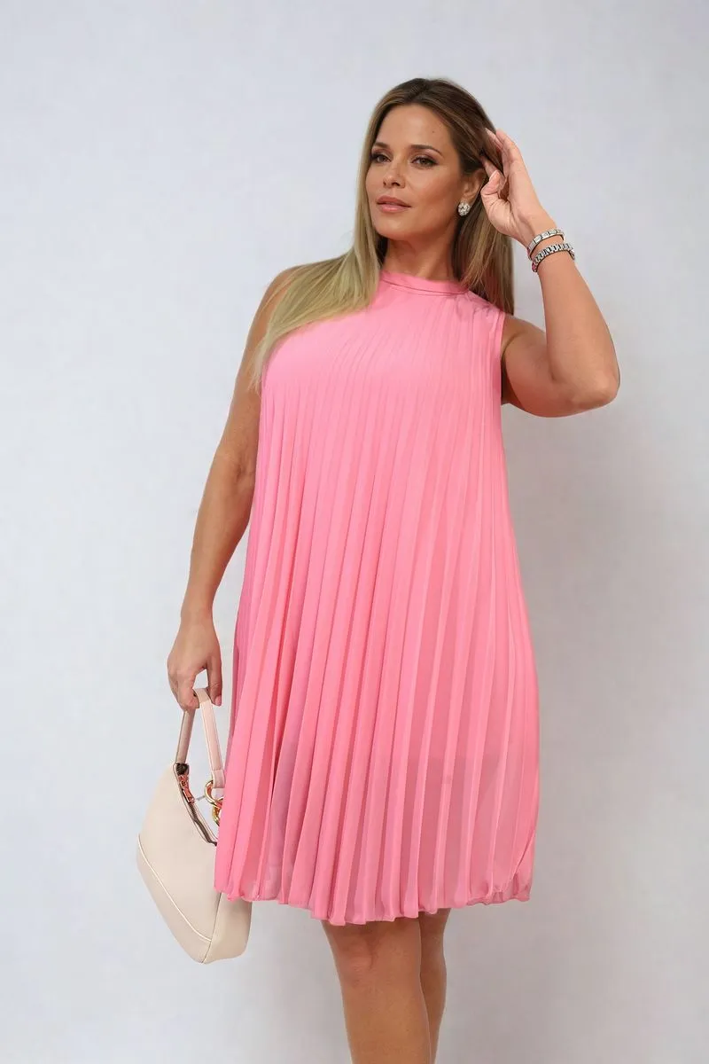 Pleated Halter Neck Mini Dress