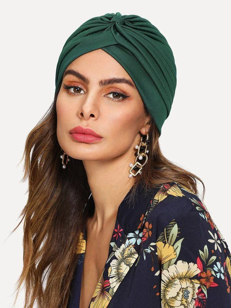 Pleated Plain Turban Hat