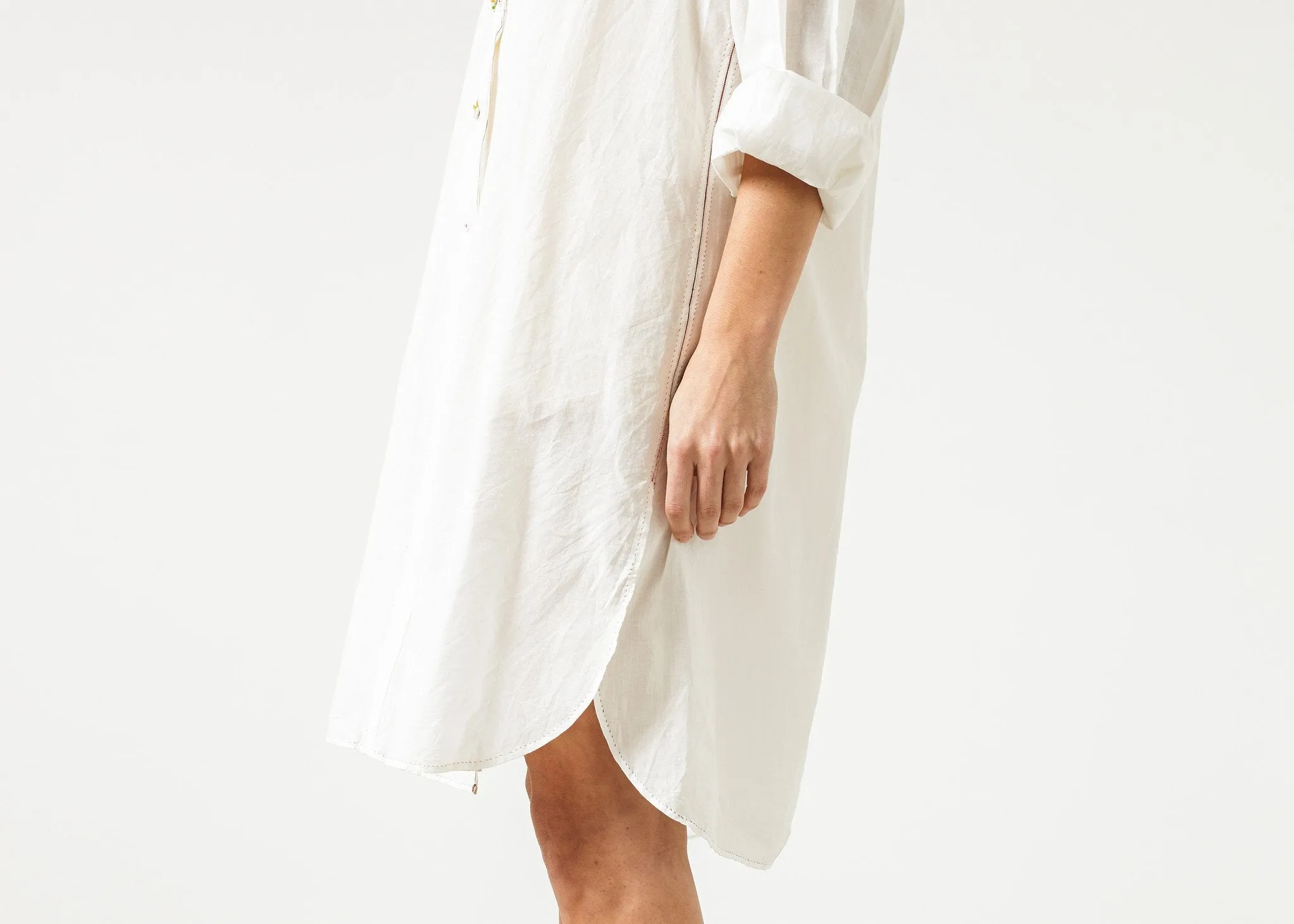 Pleated Sleeve Tunic in White