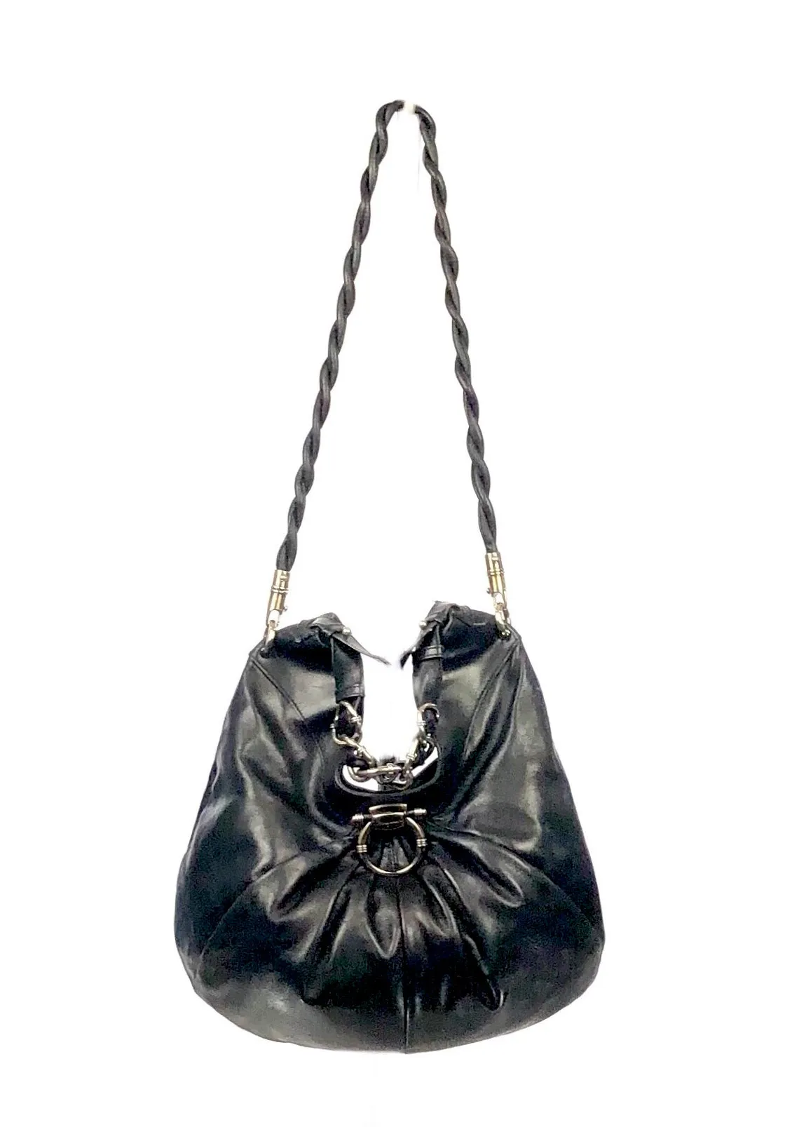 Pleated Soft Leather Convertible Bag - Handbag/Shoulderbag