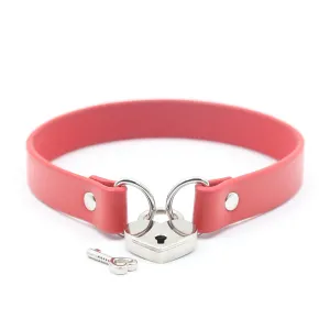 Ple'sur PVC Collar With Heart Lock & Key  Red Bag Packaging