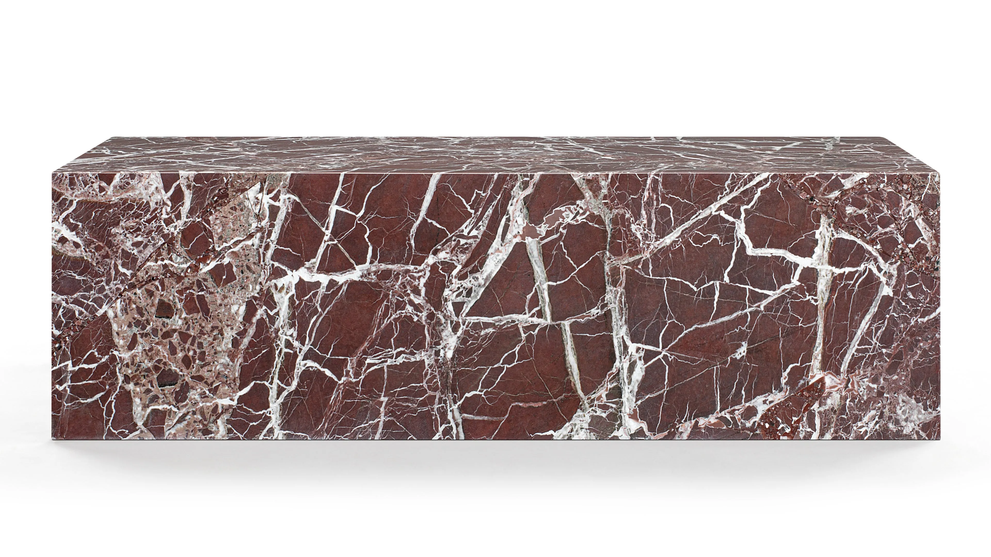 Plinth - Plinth Coffee Table, Rosso Levanto Marble