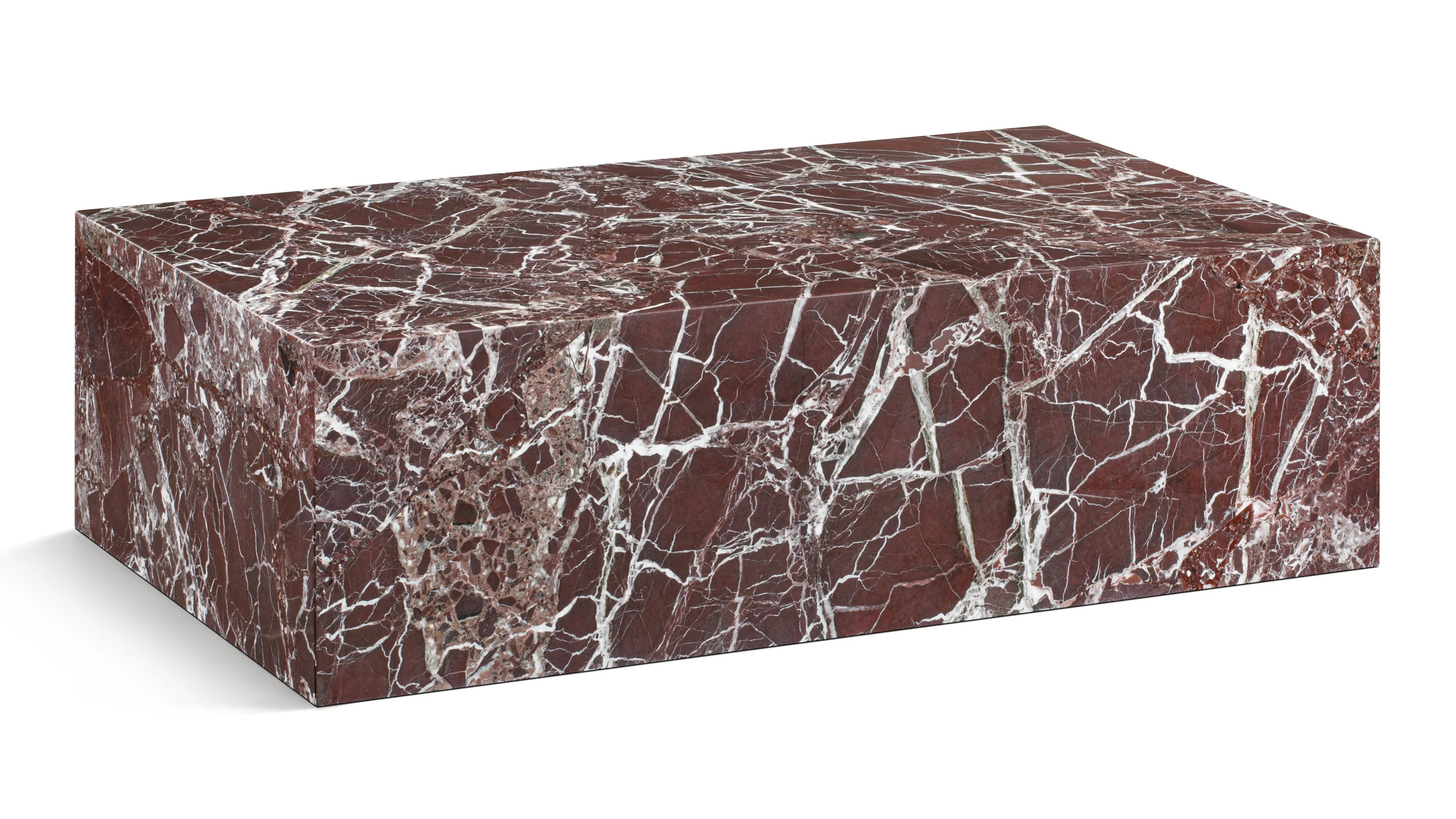 Plinth - Plinth Coffee Table, Rosso Levanto Marble