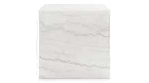 Plinth - Plinth Short Side Table, White Marble