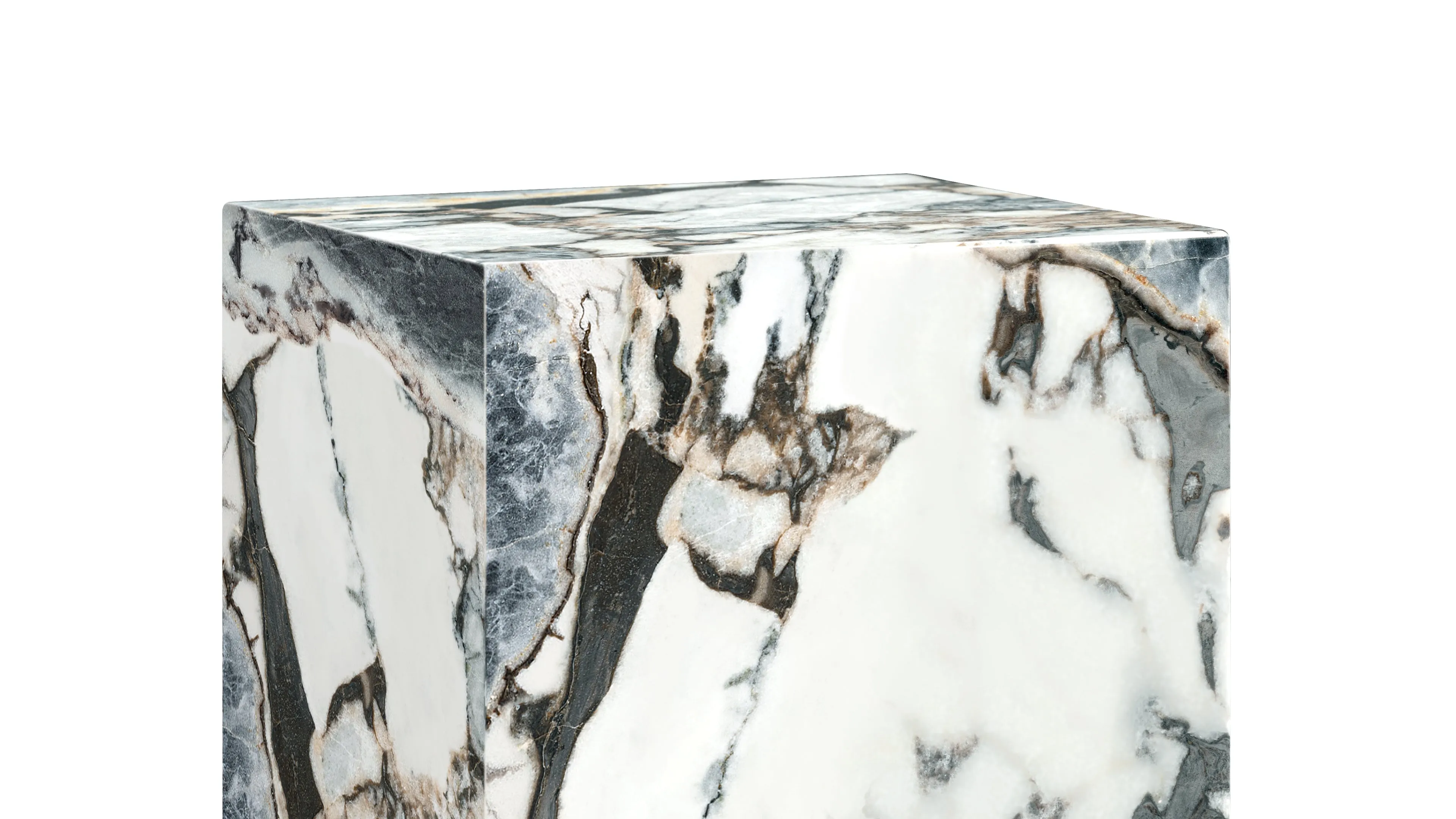 Plinth - Plinth Side Table, Modellato Marble