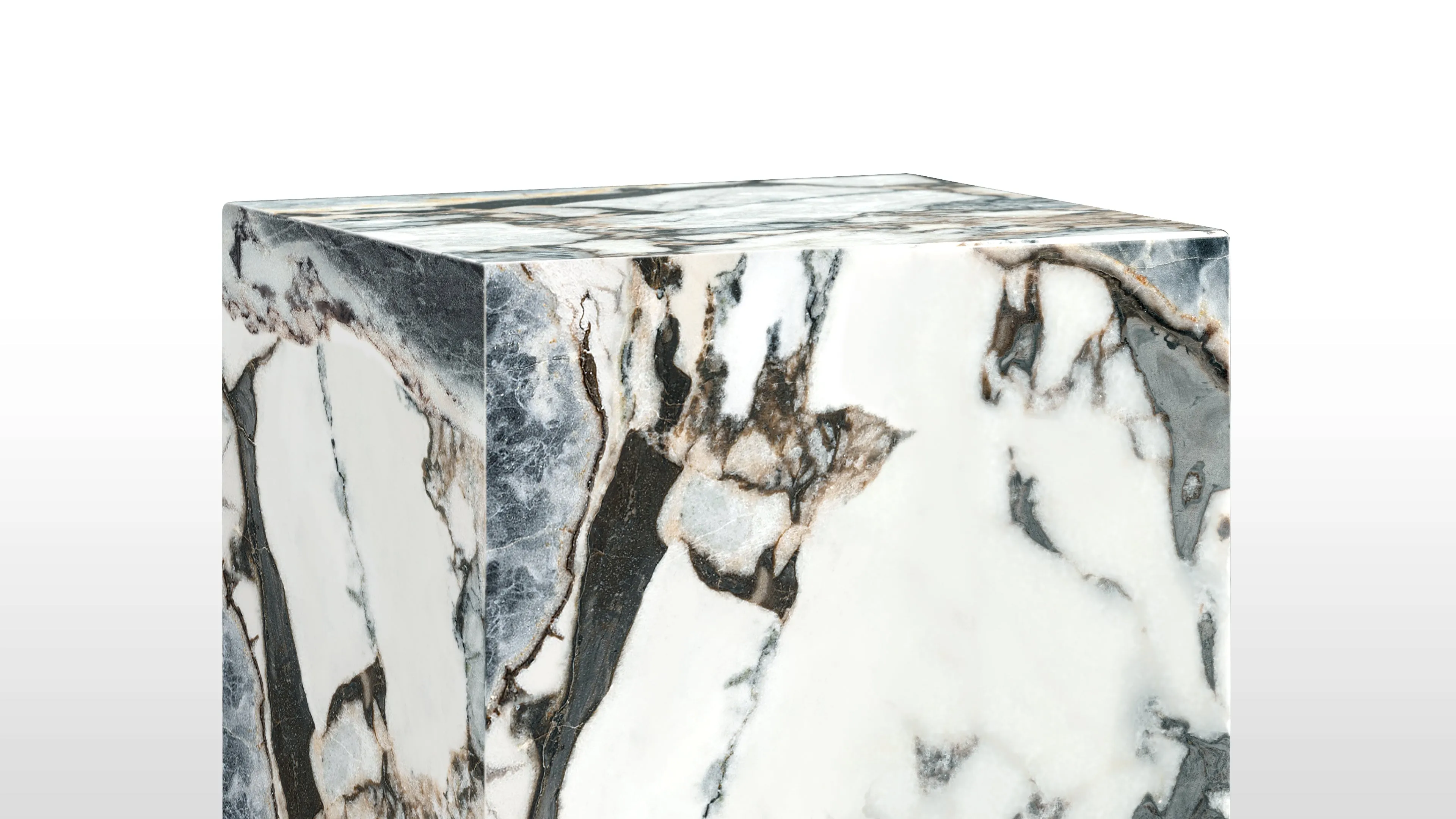 Plinth - Plinth Side Table, Modellato Marble