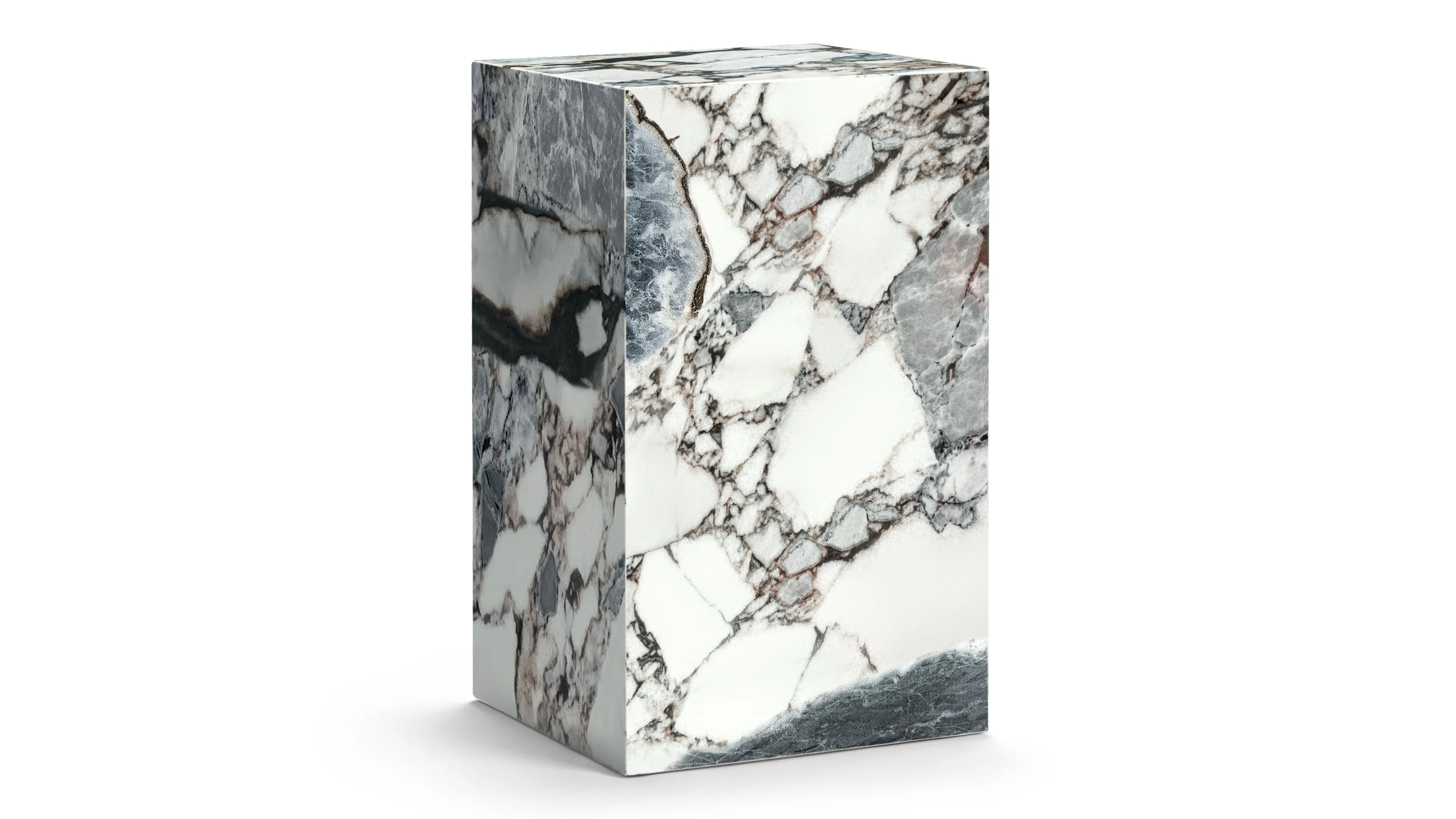 Plinth - Plinth Side Table, Modellato Marble