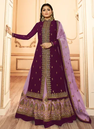 Plum And Purple Wedding Lehenga Suit