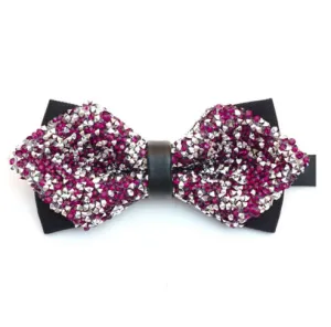 Plum Purple & Silver, Sparkley, Glitter, Party, Diamond Tip, Bow Tie