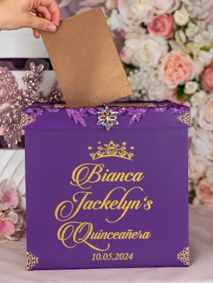 Plum Quinceanera Money Card Box